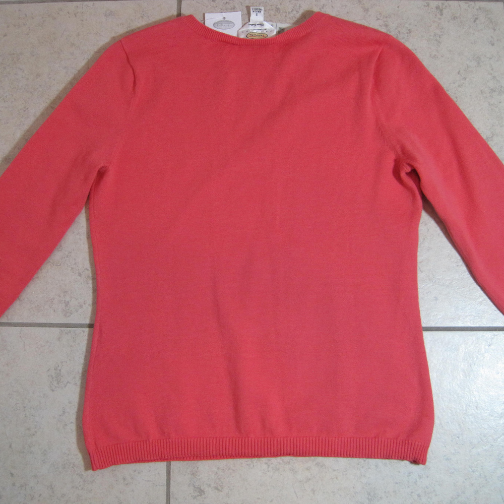 TALBOTS CORAL PEACH ORANGE PINK SWEATER PS - Picture 6 of 6